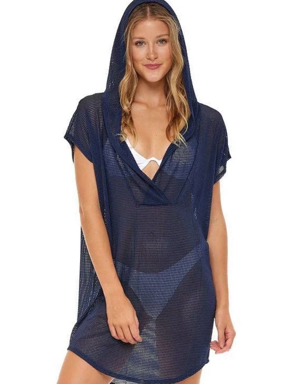 NWT Black Mesh Hooded Swim Cover-Up